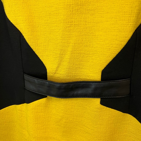 Buchanan Kang Yellow Black Bodycon Sheath Dress Corset Sleeveless Look - Picture 3 of 5